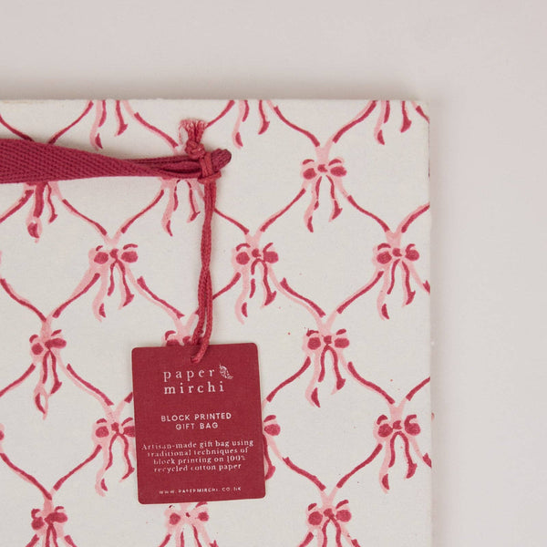 Medium- Red Block Print Paper Gift Bags