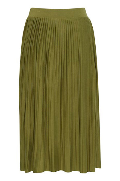 Olive Pleated Maxi Skirt by ICHI