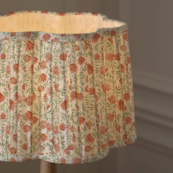 Elai Pleated Scalloped Lamp Shade Terracotta: Terracotta / 20 x 30 x 30cm