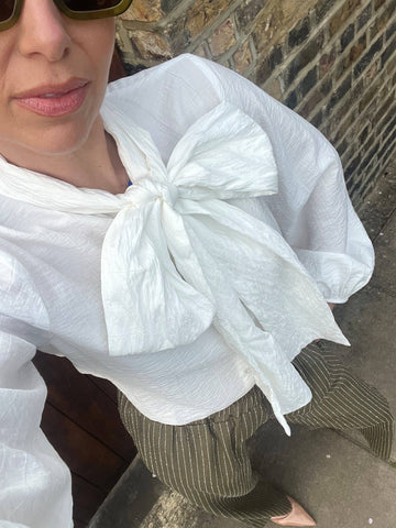 White Bow Tie Lola Blouse