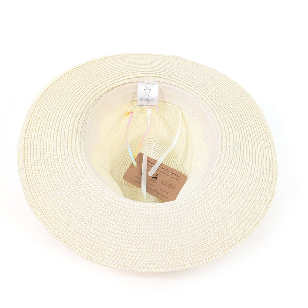 Jewelled Band Neutral Panama Folding  Hat