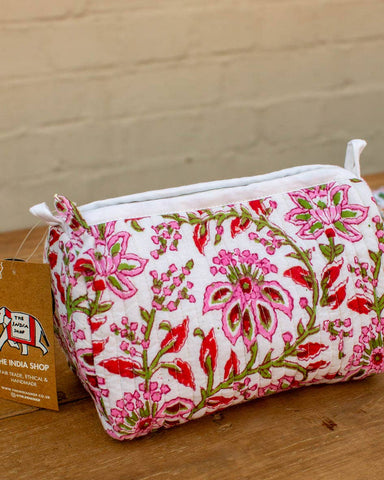 Pink Green Print Wash Bag