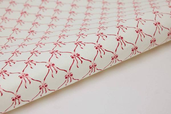 Block Printed Wrapping Paper Sheets - Bows Christmas Pudding