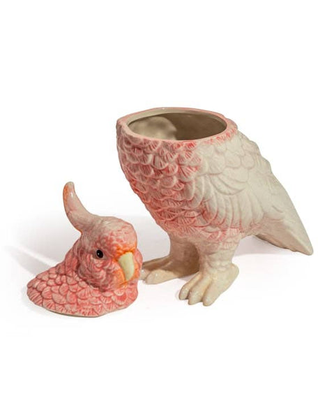 Large Pink Ceramic Parrot Storage Jar