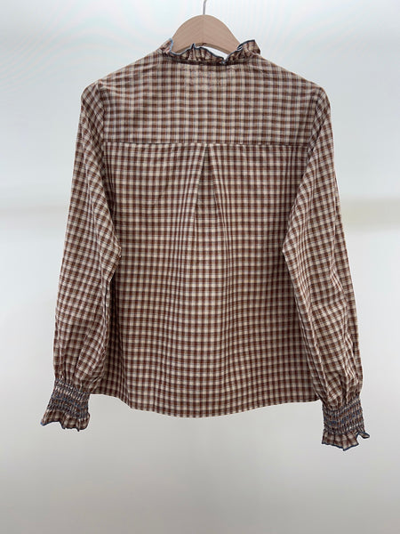 Chocolate Check Smocked Collar Blouse By Lili and Lala