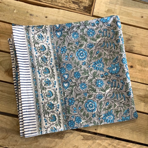 Blue and Grey Printed Square Table Cloth