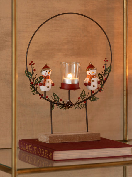 Circular Snowmen Candle Holder