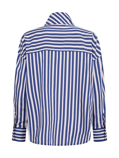 Blue Stripe Bow Blouse by Numph