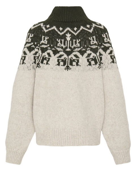 Moss Green Fair Isle Jumper by Ichi