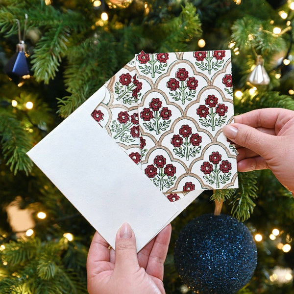 Block Printed-Trellis Cherry Card