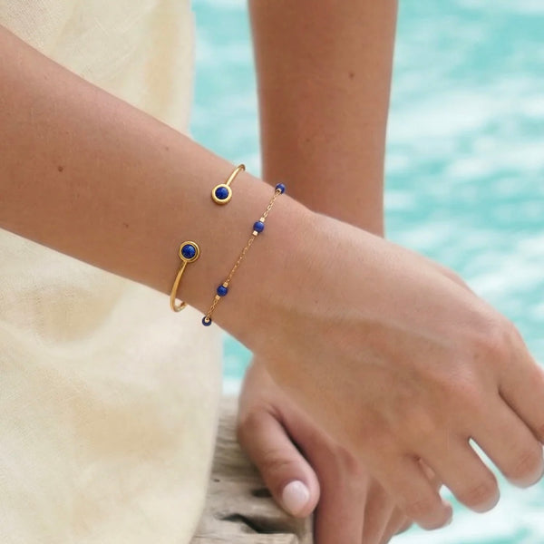 Blue Lapis Lazuli Gemstone Bangle by Estella Bartlett