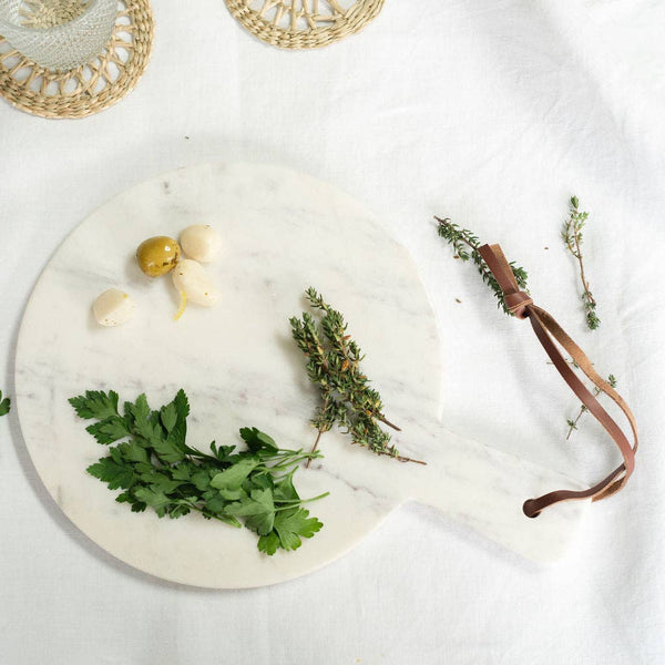 White Round Marble Chopping Board