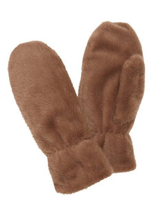 Camel Faux Fur Mittens by B Young