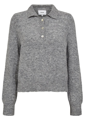 Grey Wool Polo Collar Knit By Nümph