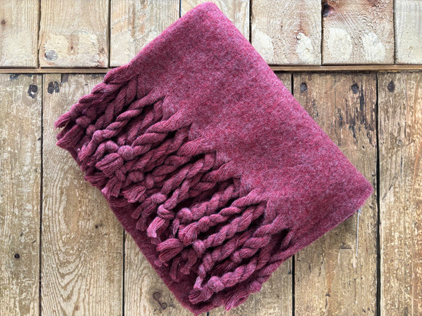 Burgundy Cosy Wool Mix Tassel Scarf