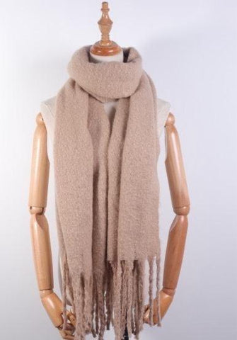 Taupe Cosy Tassel Scarf