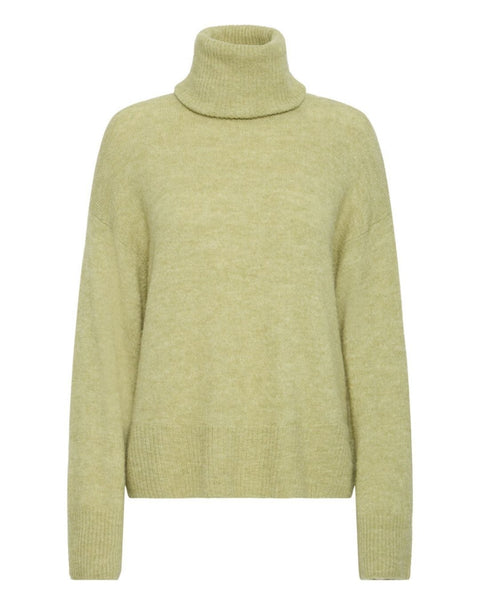 Chartreuse Polo Neck Jumper by Ichi