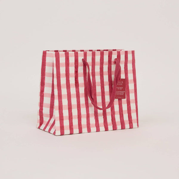 Medium- Red Block Print Paper Gift Bags