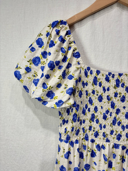 Blue Floral Smock Dress