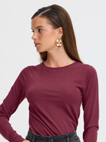 Wine Pamila Long Sleeve T-Shirt by B Young