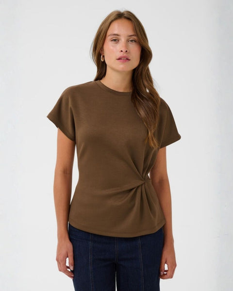 Chocolate Squba Side Pleat Top By Saint Tropez