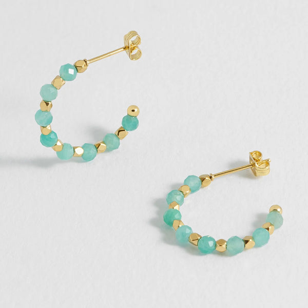 Turquoise Beaded Hoop Earrings by Estella Bartlett