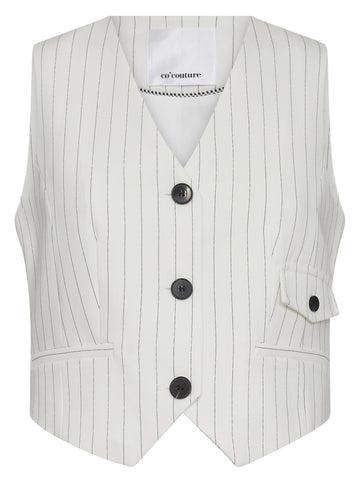 White Pinstriped Waistcoat by Co Couture