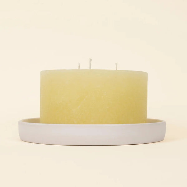 White Large Candle Plate by St Eval