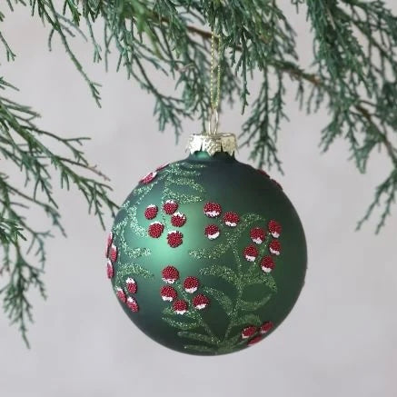 Moss Green Christmas Bauble Berries