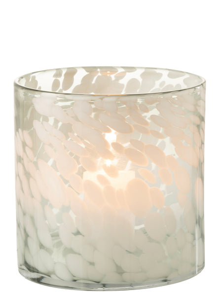 Grey/White Glass Hurricane Candle Holder