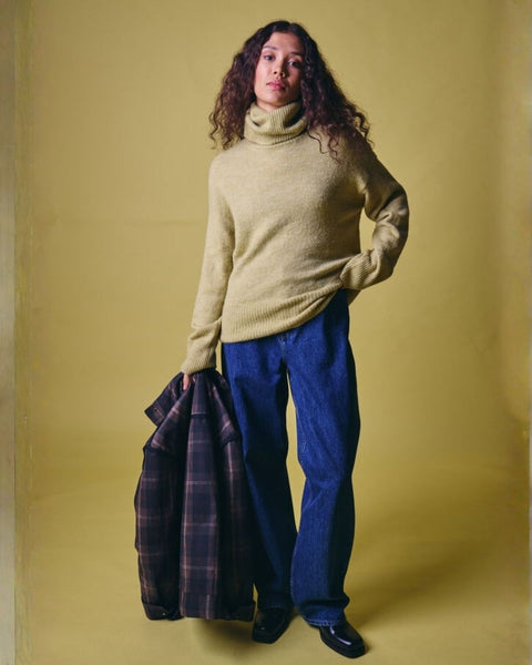 Chartreuse Polo Neck Jumper by Ichi