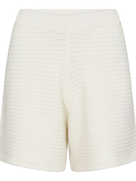 Off White Knitted Shorts by Co Couture