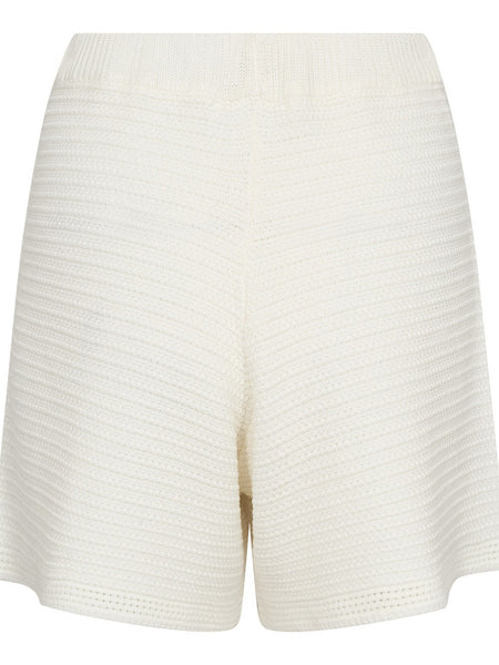 Off White Knitted Shorts by Co Couture