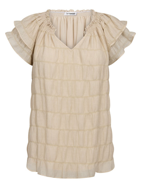 Beige Ruffle Layered Blouse by Co Couture