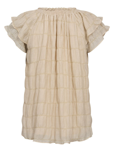 Beige Ruffle Layered Blouse by Co Couture