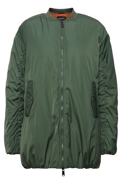 Green Long Line Bomber Jacket by B Young