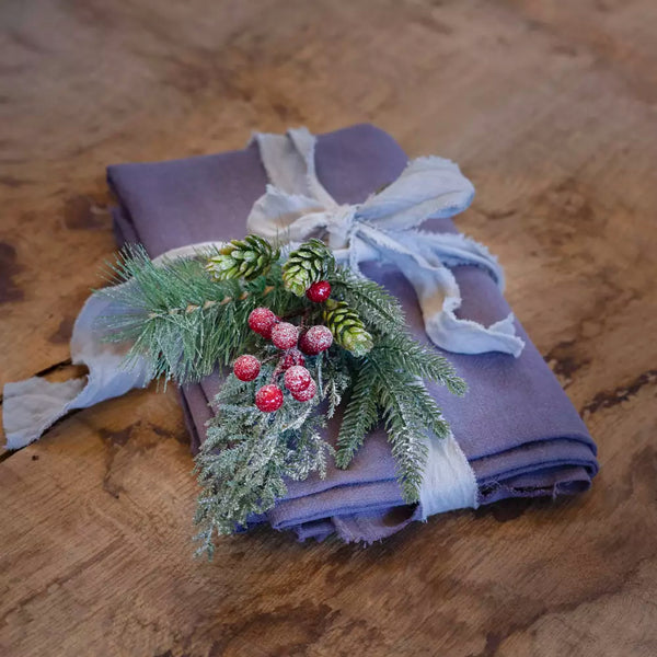 Foliage & Red Berry Snowy Sprig By Grand Illusions