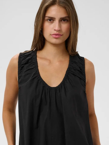 Black Ruched Neck Maxi Dress by Soaked