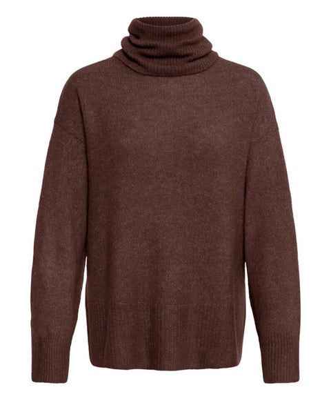 Chocolate Polo Neck Jumper by Ichi