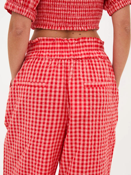 Red/Pink Ria Gingham Culottes By Fika