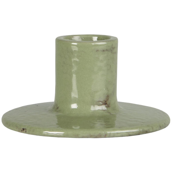 Dusty Green Stoneware Dinner Candle Holder