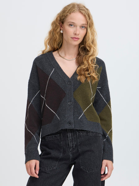 Charcoal Argyle Cardigan by B.Young