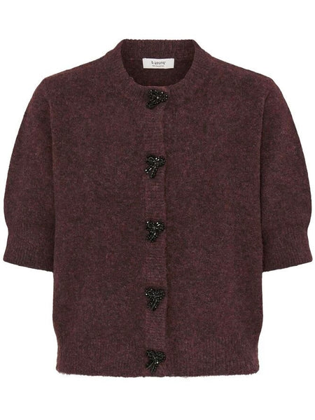 Burgundy Cardigan Beaded Bows by B Young