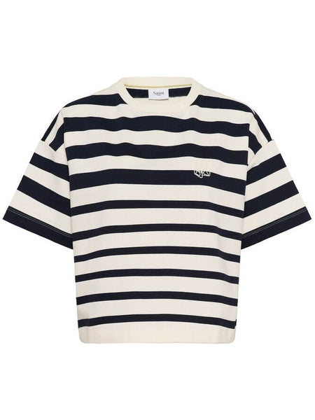 Navy Irregular Striped T-Shirt By Saint Tropez