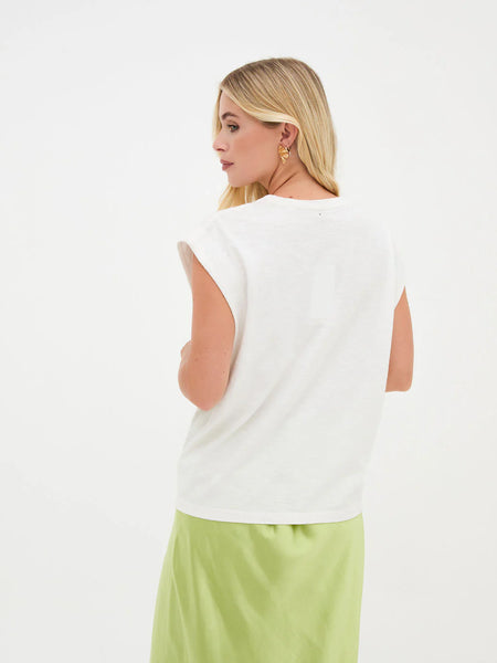 White Sleeveless Cotton Top By Fika