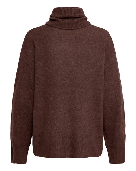 Chocolate Polo Neck Jumper by Ichi