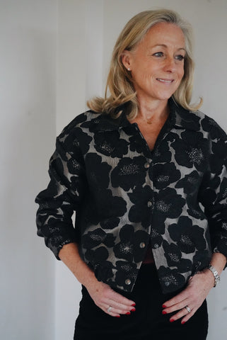 Silver Jacquard Bomber By Black Colour