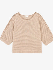 Beige Gold Embellished Knit by An’ge