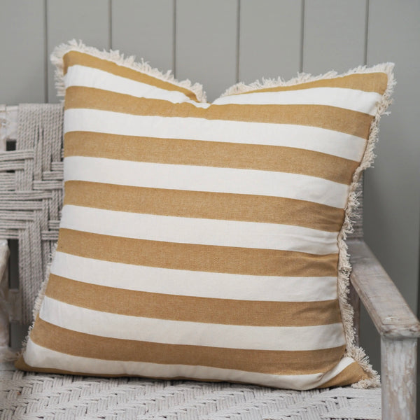 Ochre Bold Stripe Cushion 60x60cm