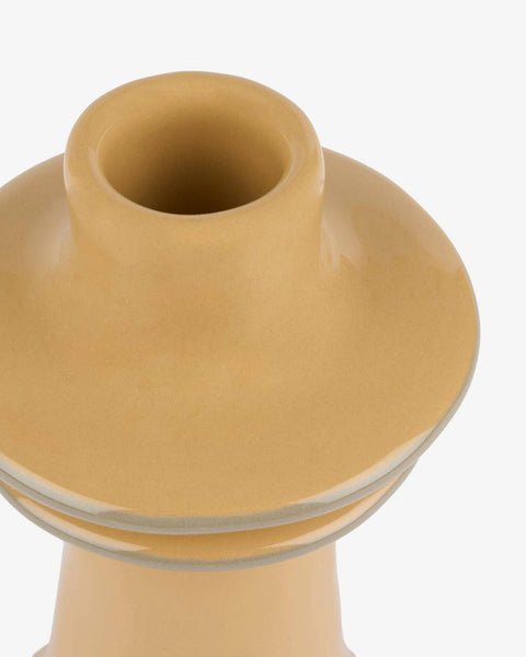 Mustard Stoneware Candlestick Holder